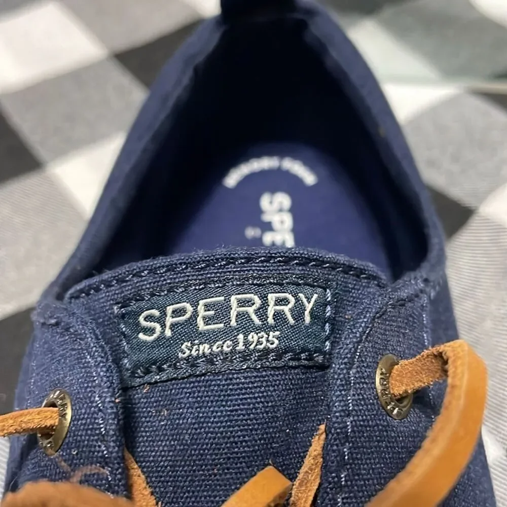Sperry Women's Crest Vibe Core Navy Blue Fabric Sneaker Shoes Size 7.5 Nautical